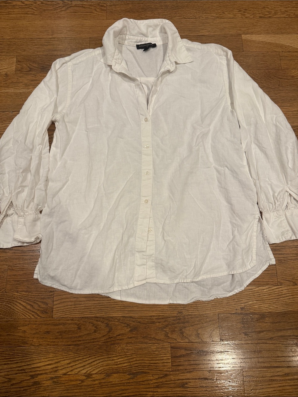 Banana Republic White Linen-Blend Button Down Shirt